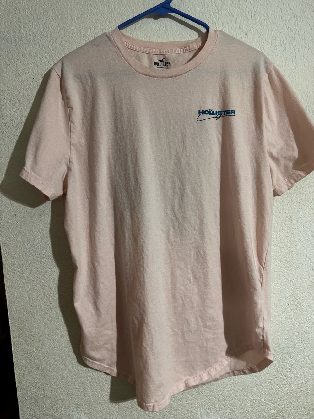 Hollister Light Pink Crew Neck Tee with Blue Logo